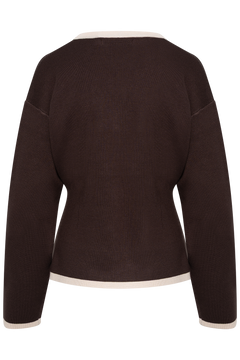 Yenahiw Contrast Cardigan - Chocolate Brown