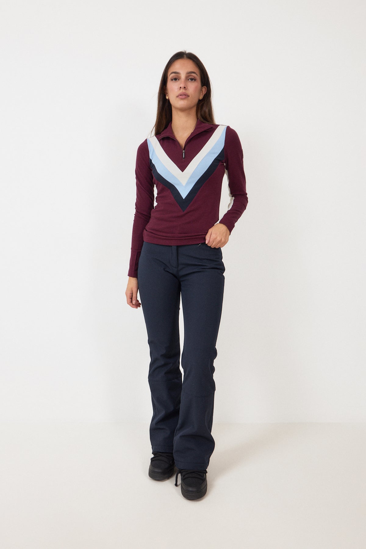 Voss Chevron Zipup Women - Burgundy