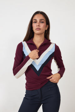 Voss Chevron Zipup Women - Burgundy