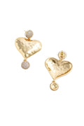 Mottled Gold Heart Crystal Earring - Gold