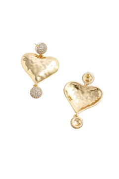 Mottled Gold Heart Crystal Earring - Gold