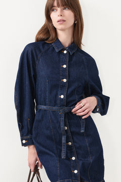 Sana Lis Denim Shirt Dress - Dark Blue Wash