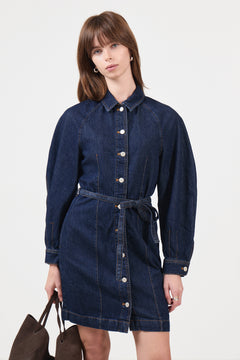 Sana Lis Denim Shirt Dress - Dark Blue Wash