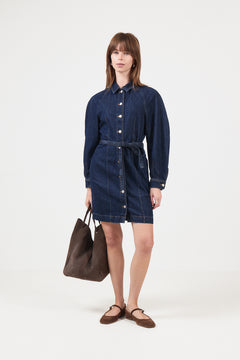 Sana Lis Denim Shirt Dress - Dark Blue Wash