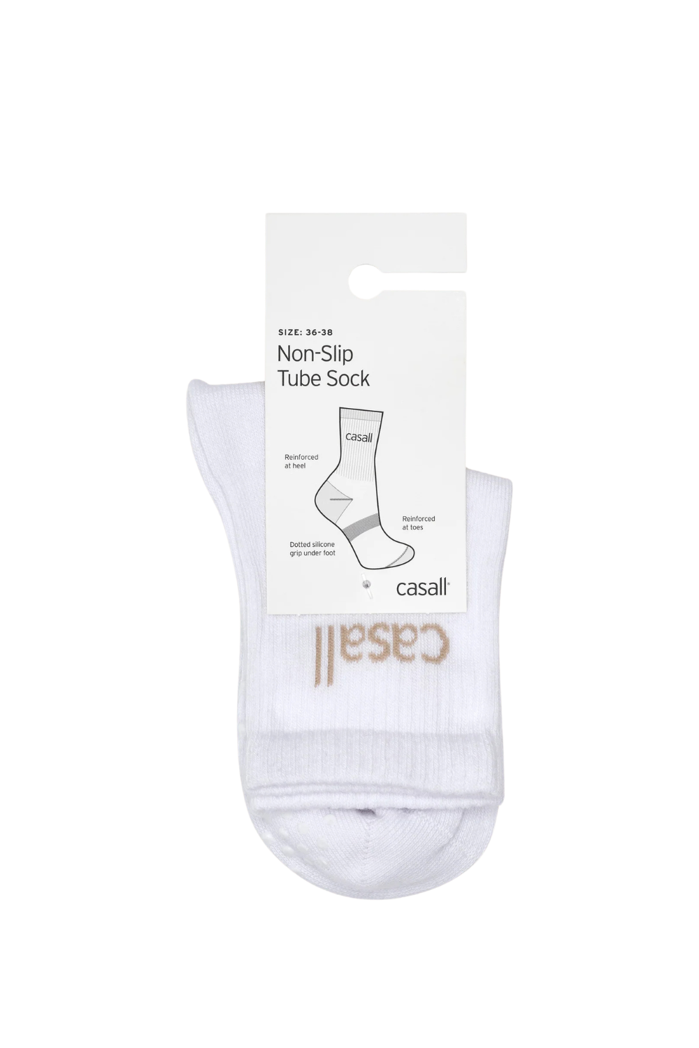 Non-Slip Tube Sock - White