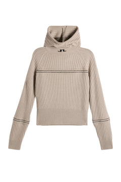 Hilda Knitted Rib Hoodie - Moonbeam