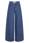 Ago Rue Wide Pants Long - Mid Blue Wash