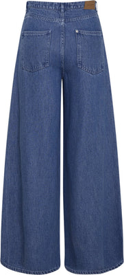 Ago Rue Wide Pants Long - Mid Blue Wash