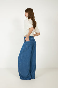 Ago Rue Wide Pants Long - Mid Blue Wash