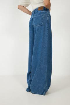 Ago Rue Wide Pants Long - Mid Blue Wash