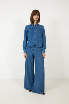 Ago Rue Shirt - Mid Blue Wash
