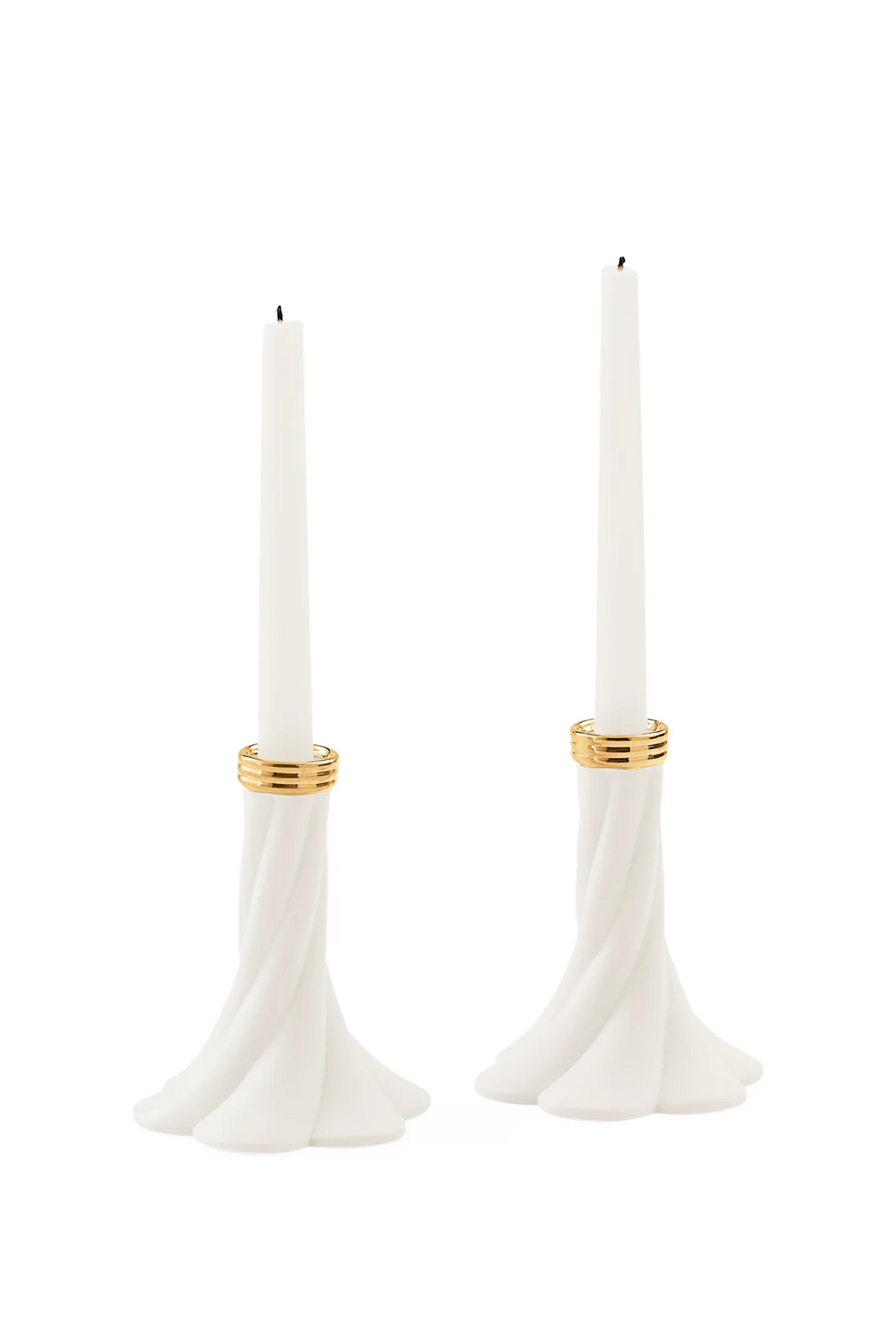 Geneva Short Candle Holders - White