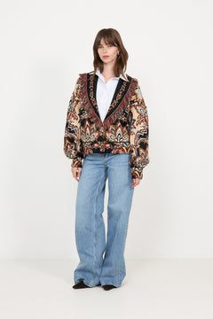 Tapestry Knit Fringe Cardigan - Dream Cream