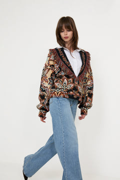 Tapestry Knit Fringe Cardigan - Dream Cream
