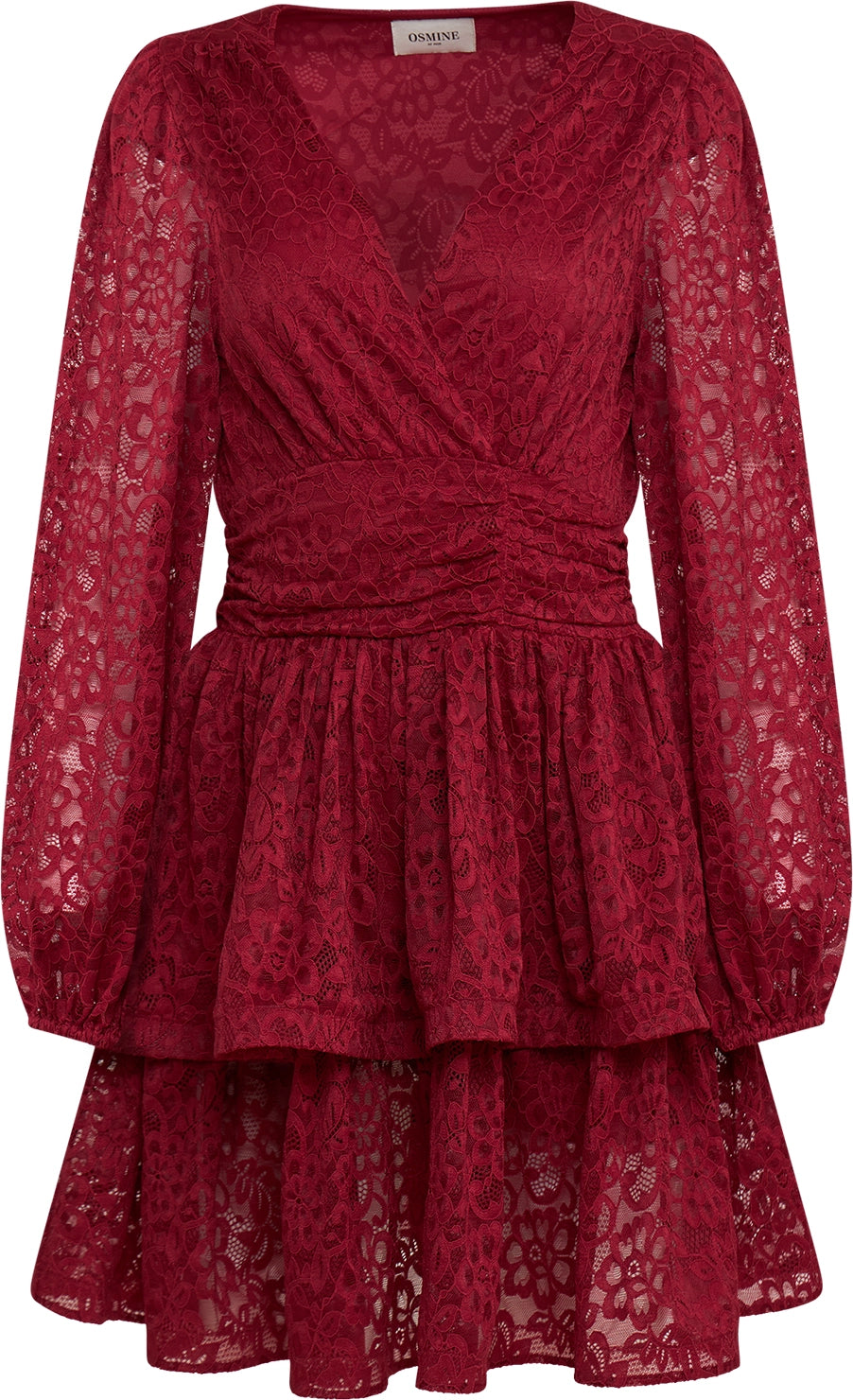 Jade Wave Lace Dress - Red