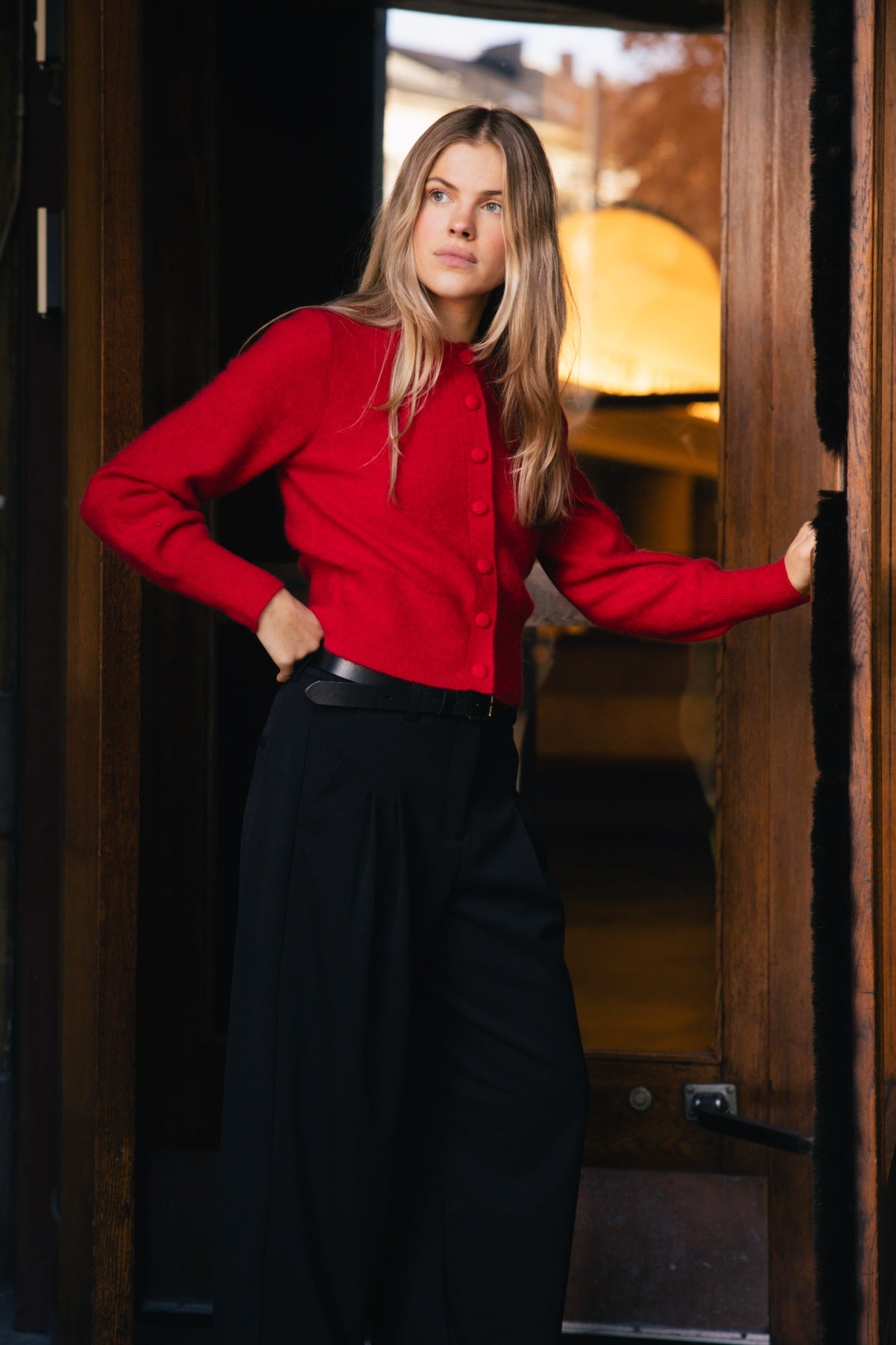 Rue Wool Mohair Cardigan - Red