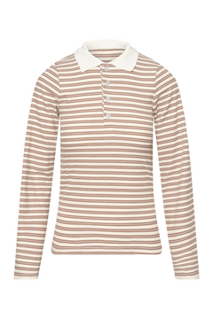 Livaic Polo - White Brown Stripes