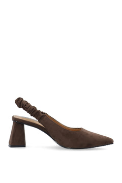 Biamaralyn Scrunchie Slingback Faux Suede - Brown