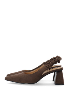 Biamaralyn Scrunchie Slingback Faux Suede - Brown