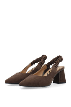 Biamaralyn Scrunchie Slingback Faux Suede - Brown