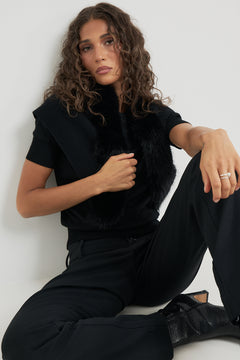 Ellie Wool Triangle Scarf - Black