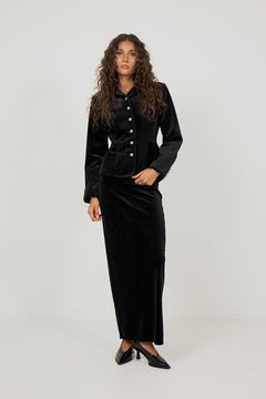 Alice Velvet Fitted Jacket - Black