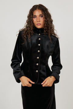 Alice Velvet Fitted Jacket - Black