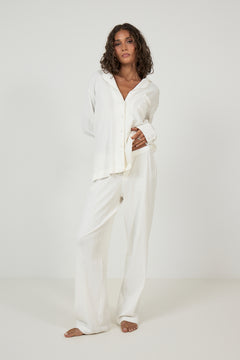 Mel Cotton Pointelle Pj Pants - Off White