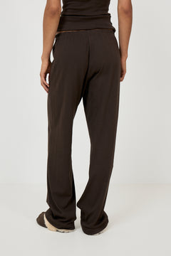 Mel Cotton Pointelle Pj Pants - Dark Brown