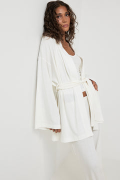 Monique Cotton Pointelle Robe - Off White