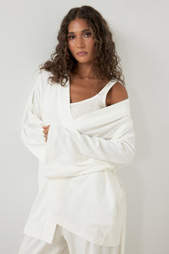 Monique Cotton Pointelle Robe - Off White