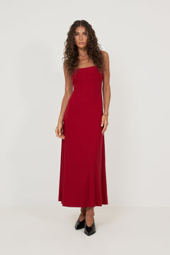 Marine Maxi Dress - Deep Red