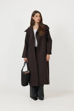 Zorahiw Long Coat - Chocolate Brown