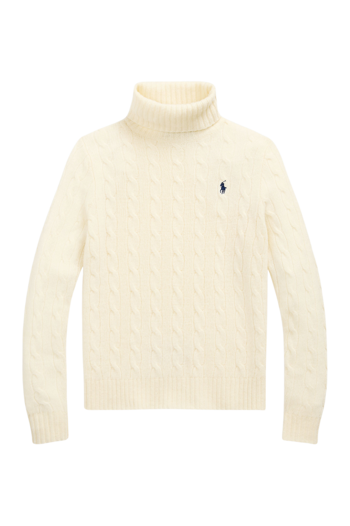 Wool-Cashmere Cable Turtleneck Sweater - Authentic Cream