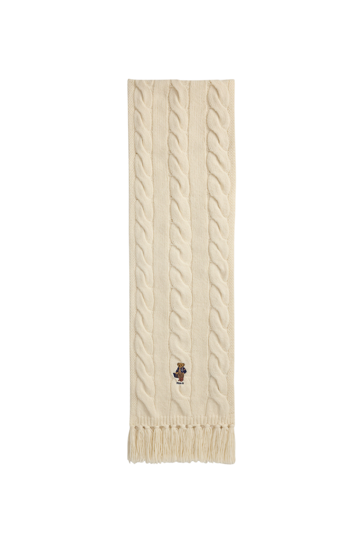 Polo Bear Cable-Knit Scarf - Cream