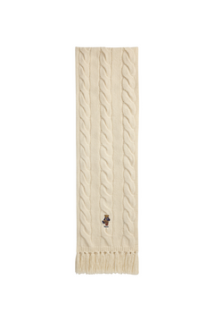 Polo Bear Cable-Knit Scarf - Cream