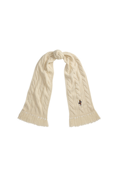 Polo Bear Cable-Knit Scarf - Cream