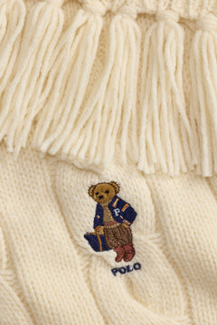 Polo Bear Cable-Knit Scarf - Cream