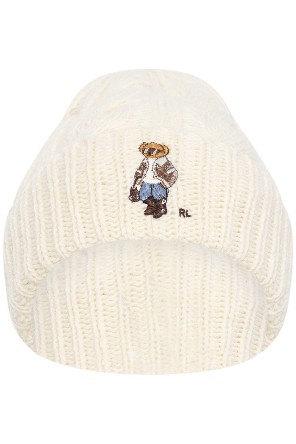 Polo Bear Knit Beanie - Cream