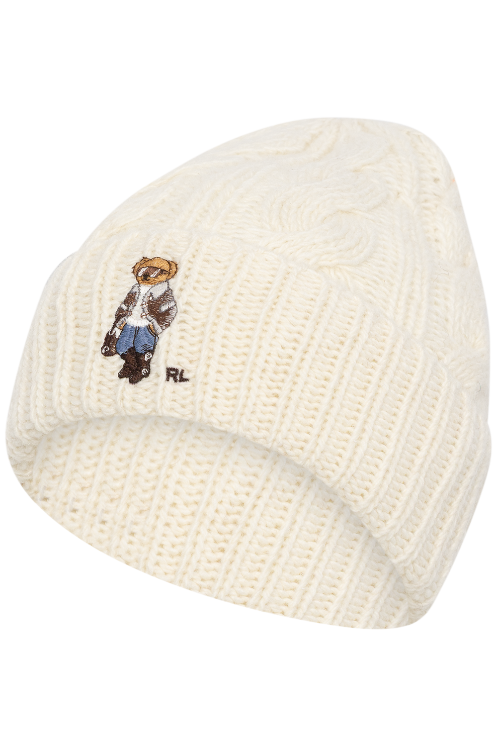 Polo Bear Knit Beanie - Cream