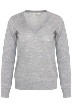 Cassandra Merino Wool V-Neck - Grey Melange