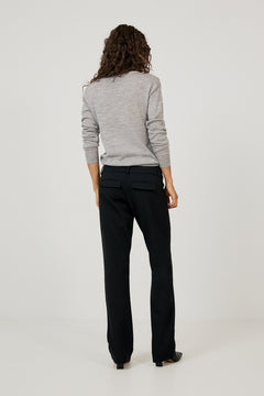 Cassandra Merino Wool V-Neck - Grey Melange
