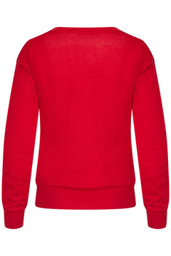 Cassandra Merino Wool V-Neck - Bright Red