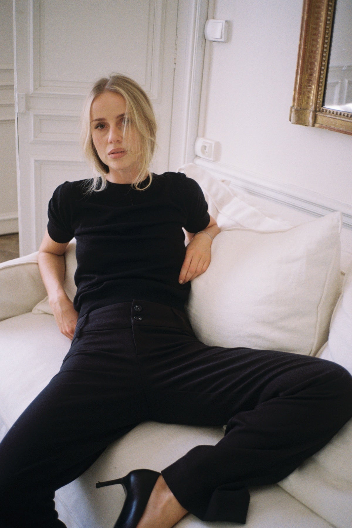 Eloise Merino Wool Tee - Black