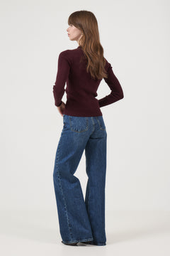 Panama Knit Blouse - Wine