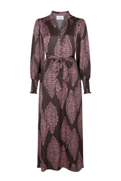 Novalee Paisley Drop Dress - Dark Brown/Evening Rose