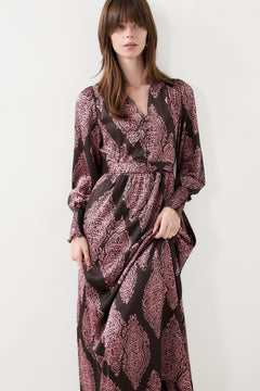 Novalee Paisley Drop Dress - Dark Brown/Evening Rose