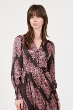 Novalee Paisley Drop Dress - Dark Brown/Evening Rose