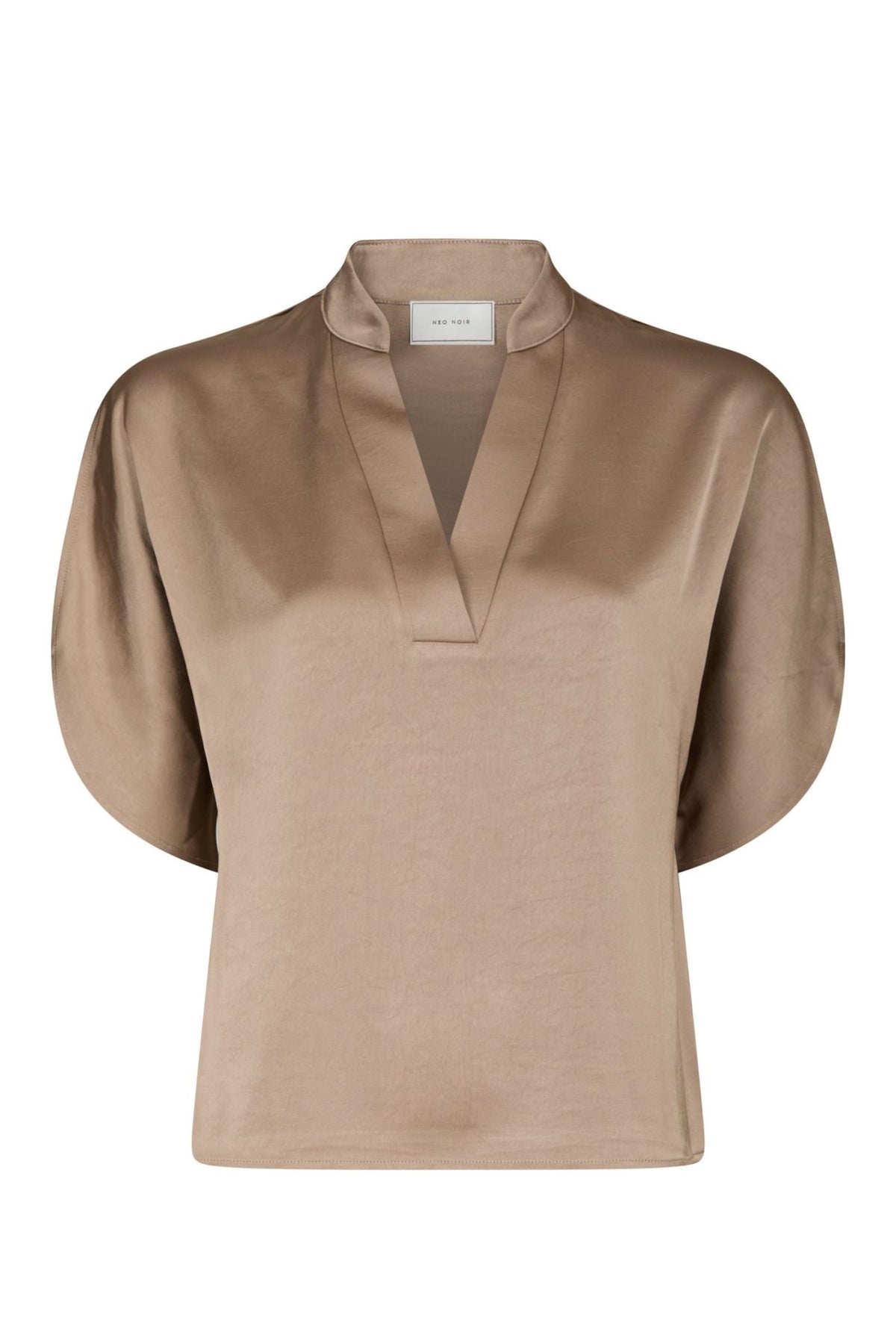 Anelle Heavy Sateen Blouse - Dark Taupe