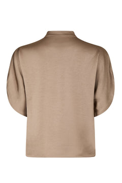 Anelle Heavy Sateen Blouse - Dark Taupe